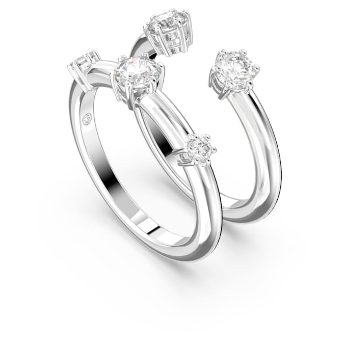Constella ring Set (2), Round cut, White, Rhodium plated