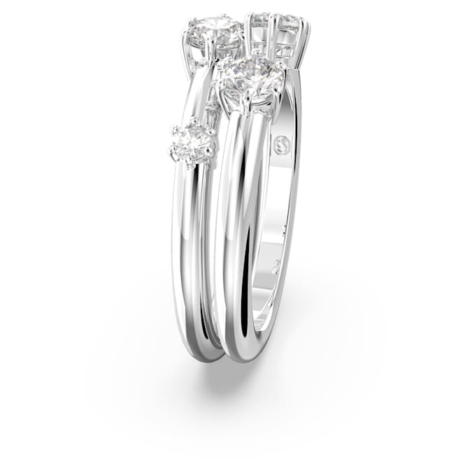 Constella ring Set (2), Round cut, White, Rhodium plated