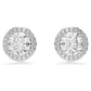 Constella stud earrings Round cut, Pavé, White, Rhodium plated