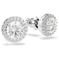 Constella stud earrings Round cut, Pavé, White, Rhodium plated