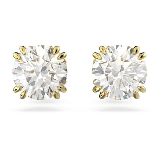 Constella stud earrings Round cut, White, Gold-tone plated