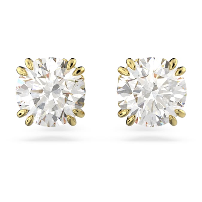 Constella stud earrings Round cut, White, Gold-tone plated