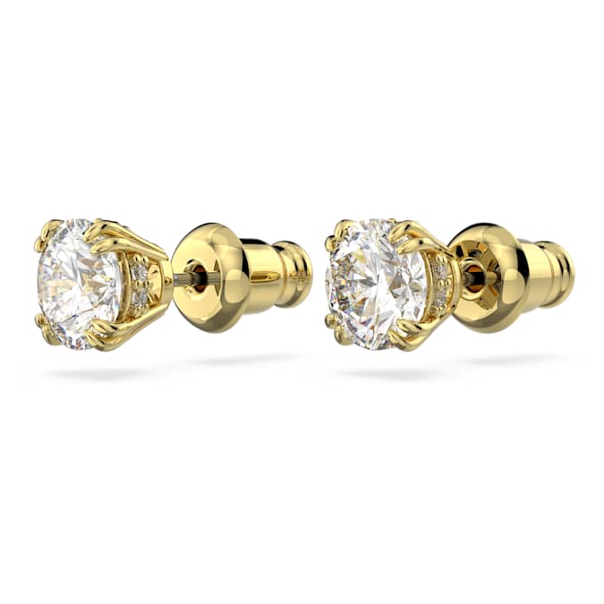 Constella stud earrings Round cut, White, Gold-tone plated