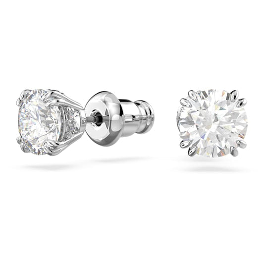Constella stud earrings Round cut, White, Rhodium plated