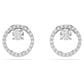 Constella stud earrings Round cut, White, Rhodium plated
