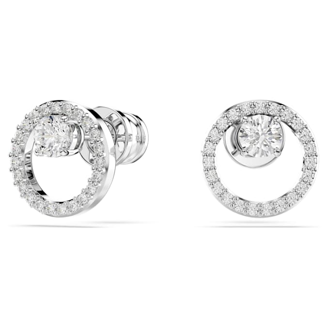 Constella stud earrings Round cut, White, Rhodium plated