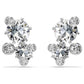 Constella stud earrings Round cut, White, Rhodium plated