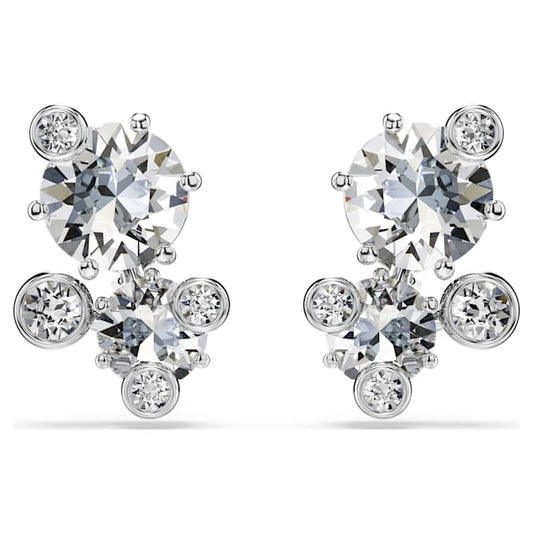 Constella stud earrings Round cut, White, Rhodium plated