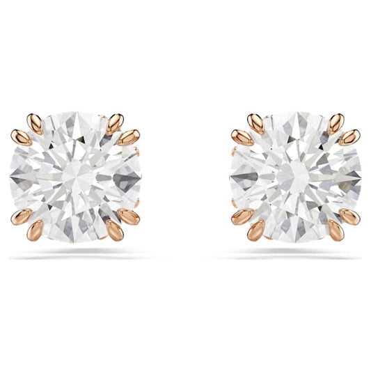 Constella stud earrings Round cut, White, Rose gold-tone plated