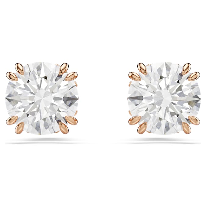 Constella stud earrings Round cut, White, Rose gold-tone plated
