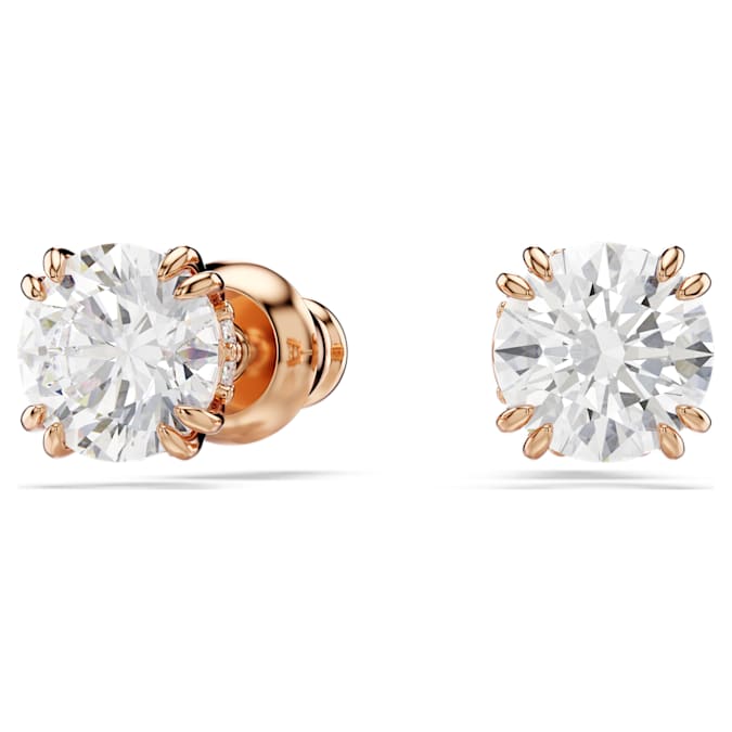 Constella stud earrings Round cut, White, Rose gold-tone plated