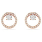 Constella stud earrings Round cut, White, Rose gold-tone plated