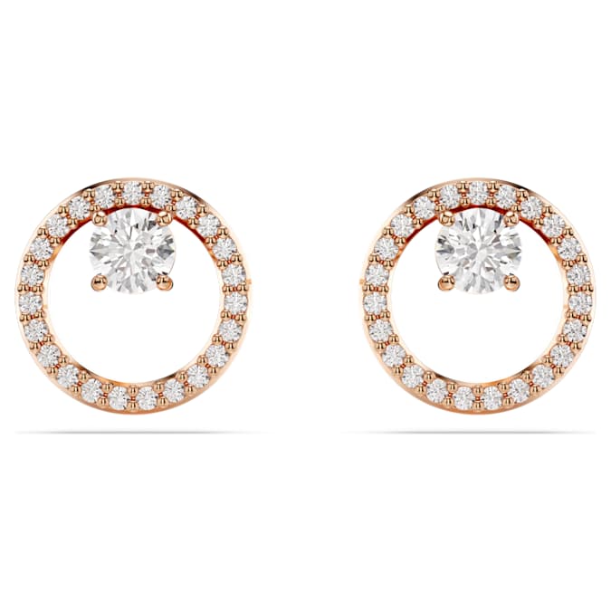 Constella stud earrings Round cut, White, Rose gold-tone plated