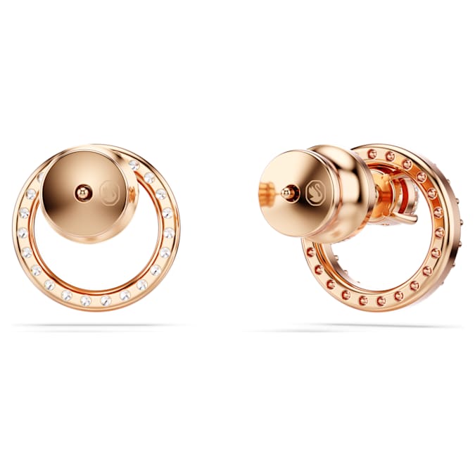 Constella stud earrings Round cut, White, Rose gold-tone plated