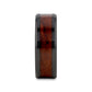 BENNY Black Ceramic Polished Beveled Edges Men’s Wedding Band with Bubinga Wood Inlay - 8mm