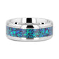 ANDROMEDA Titanium Polished Beveled Edge Ring with Blue Green Opal Inlay - 8mm