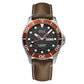 MIDO Ocean Star 200C Ceramic Bezel Black Dial Stainless Steel Watch Brown Leather Strap - 42.5mm