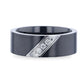 JAGUAR Flat Brushed Black Titanium Men's Wedding Band With Small Silver-Coated Diagonal Design And A Set of 3 Diamonds -