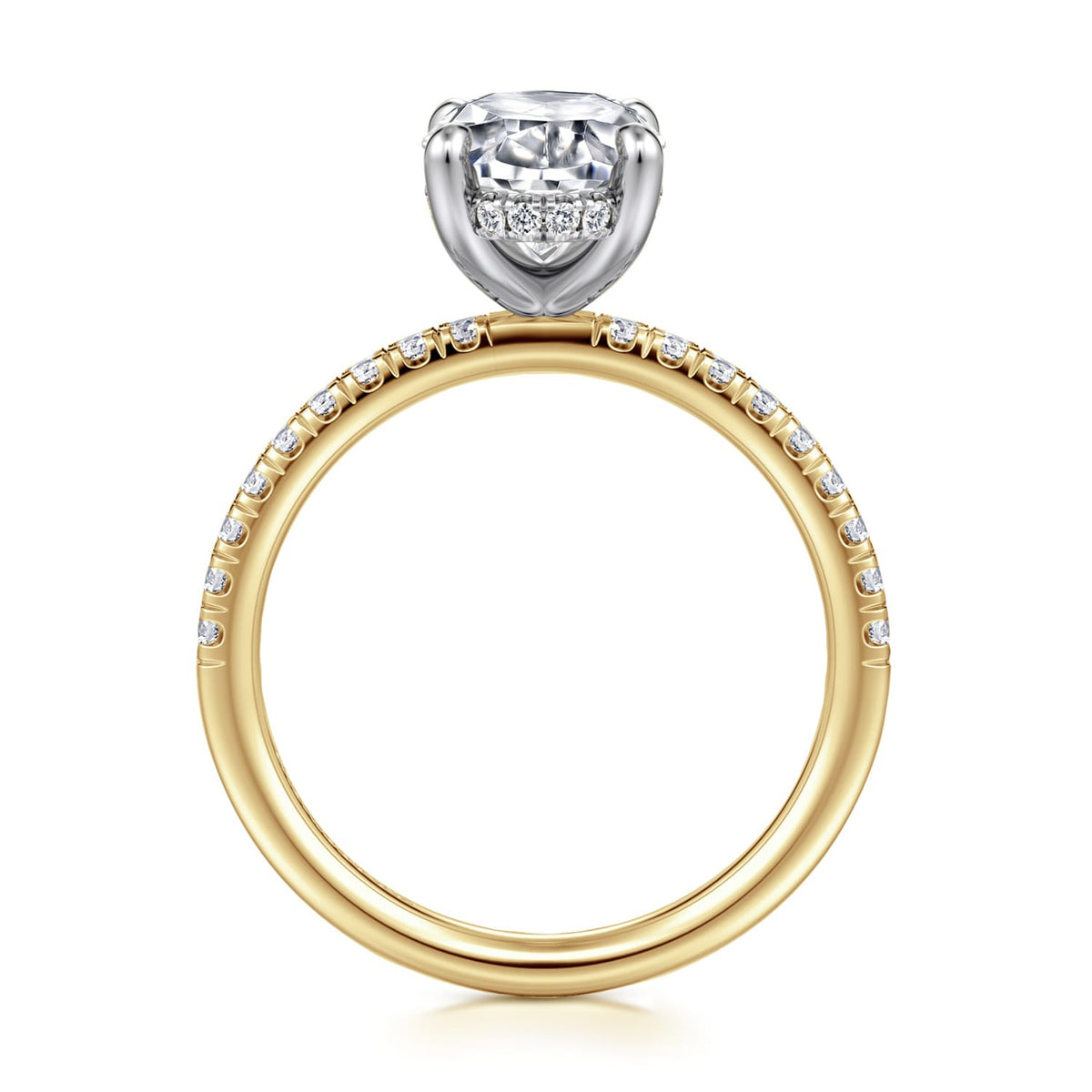 Gabriel & Co. Stasia - 14K White-Yellow Gold Oval Diamond Engagement Ring 11X7.2 Semi .29Ctw