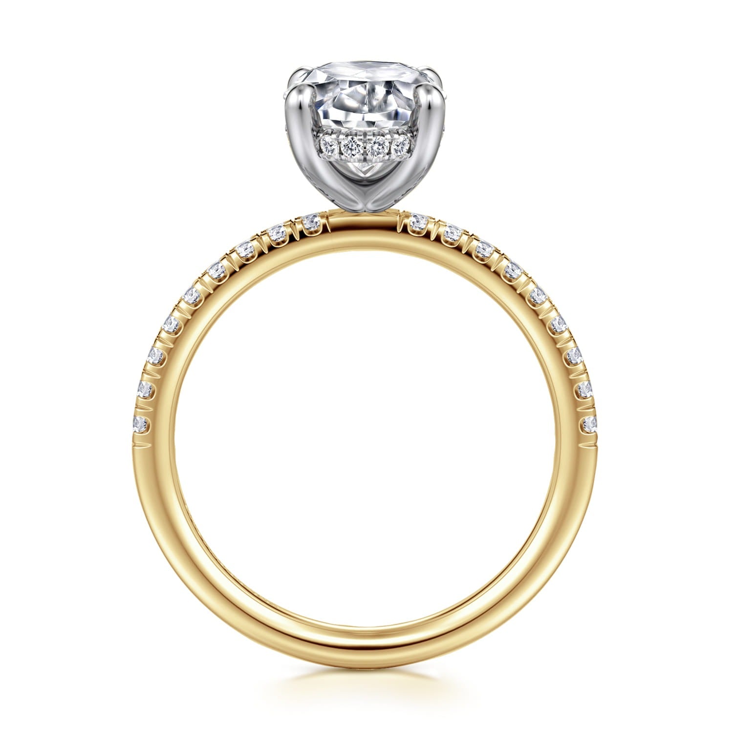 Gabriel & Co. Stasia - 14K White-Yellow Gold Oval Diamond Engagement Ring 11X7.2 Semi .29Ctw
