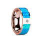 GAIOS Flat 14K Rose Gold Ring with Blue Opal Inlay & White Diamond Setting - 8mm