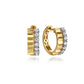 14K White Yellow Gold Diamond and Diamond Cut Huggie Earrings (GABRIEL)