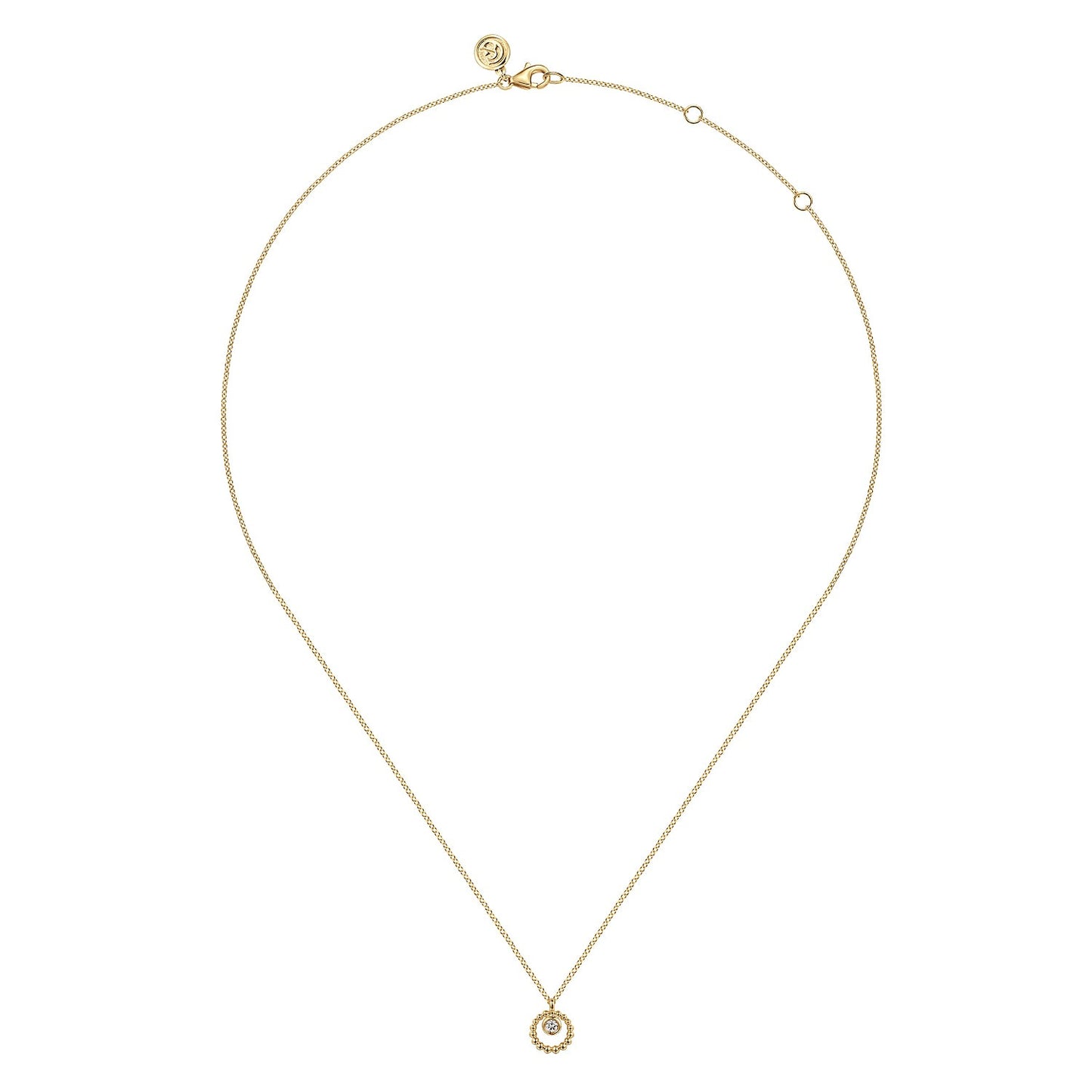 Gabriel & Co. 14K Yellow Gold Bujukan and White Sapphire Pendant Necklace .07CTW