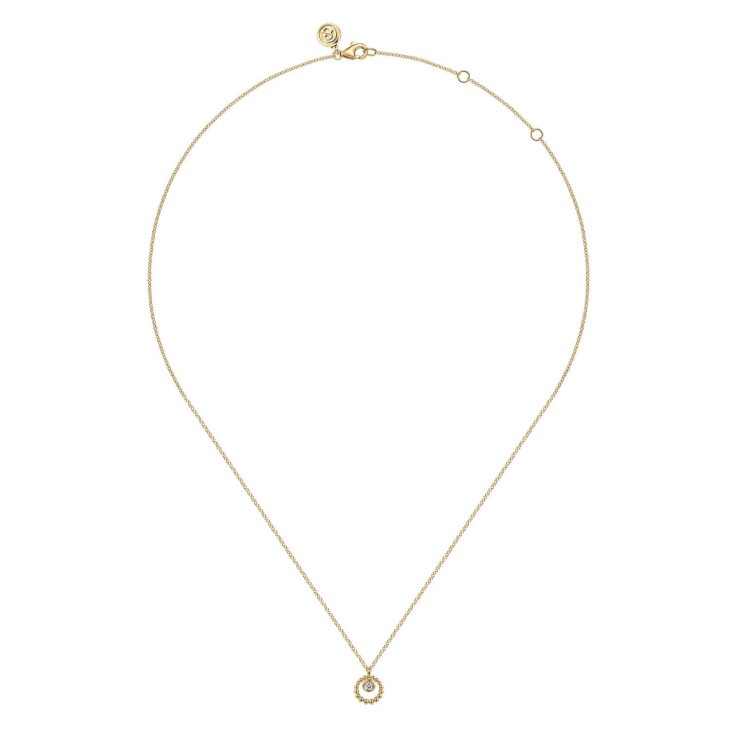 Gabriel & Co. 14K Yellow Gold Bujukan and White Sapphire Pendant Necklace .07CTW