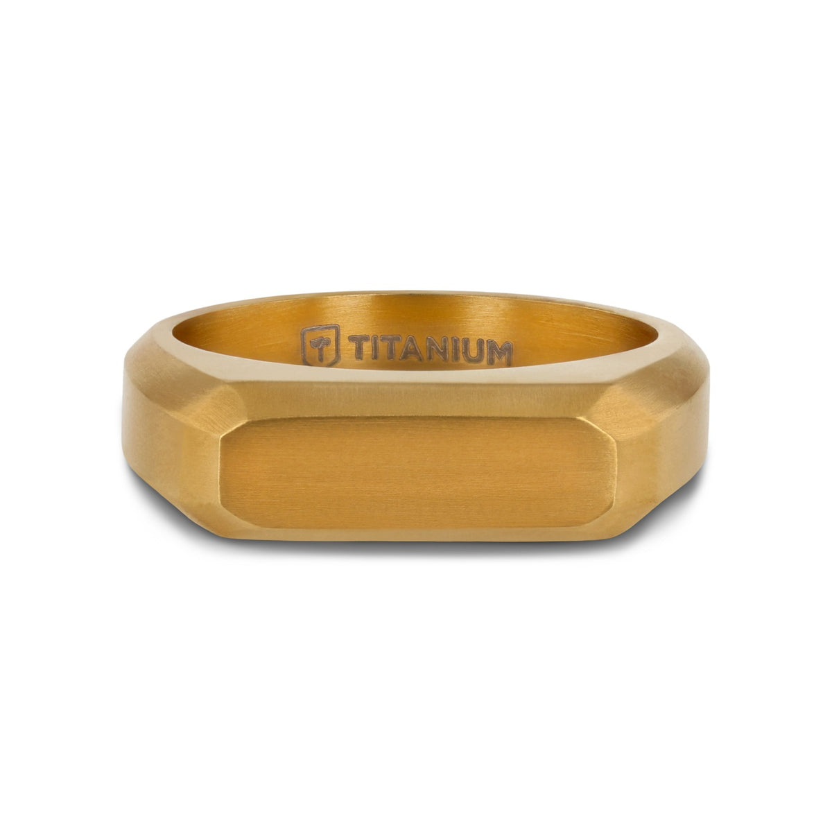 ORIOLE Brushed Gold Plated Titanium Signet Ring - 6mm