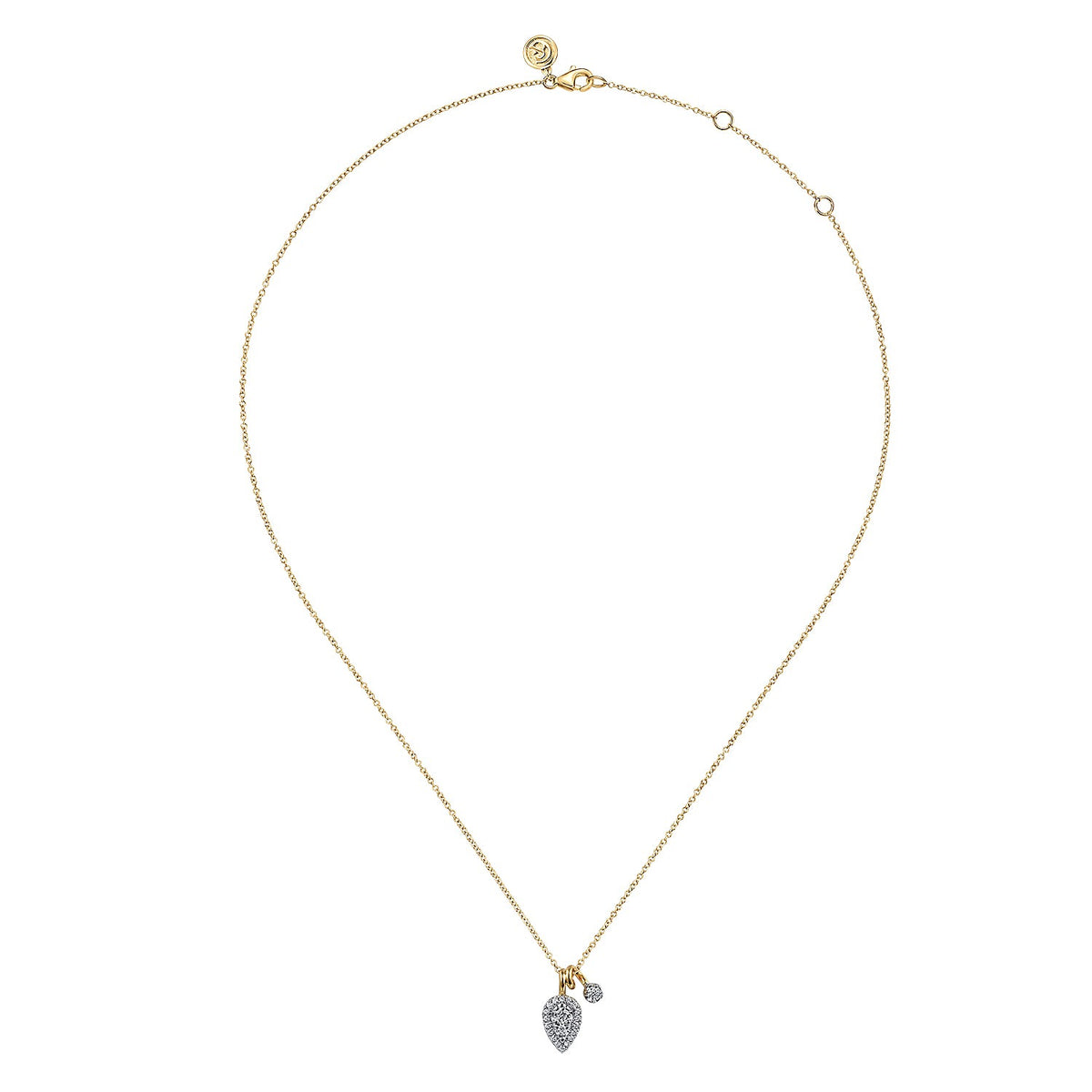 Gabriel & Co. 14K White Yellow Gold Double Diamond Pendant Necklace .34CTW