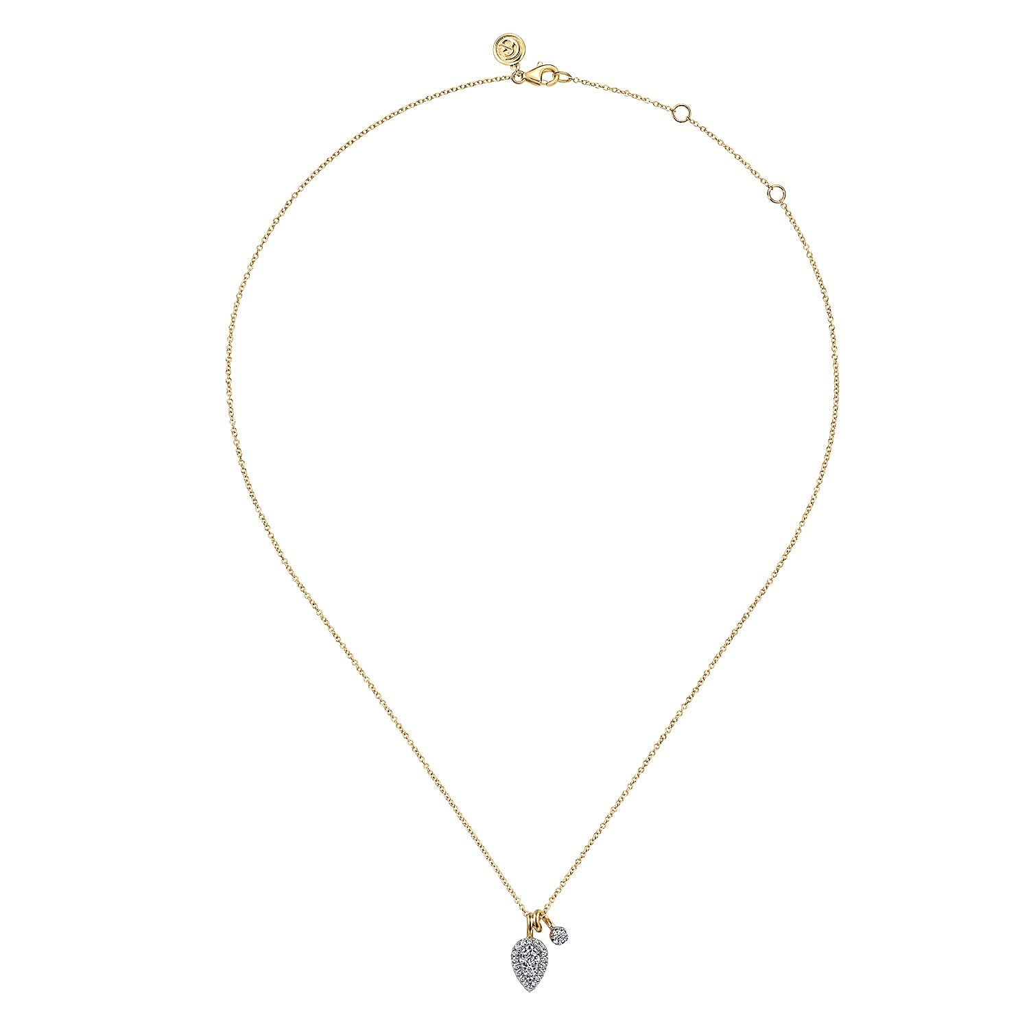 Gabriel & Co. 14K White Yellow Gold Double Diamond Pendant Necklace .34CTW