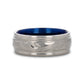 MARINER Titanium Milgrain Engraved Finish Men 's Wedding Ring with Blue Plating Inside- 8mm