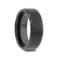 ELISE Black Tungsten Ring with Polished Beveled Edges and Brush Finished Center - 4mm - 10mm - 8mm