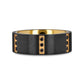 MURAMASA Flat Brushed Black Titanium Ring Gold Plated Inside with 6 Gold Plated Stainless Steel Bezels Triple Black Diam