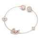 Dazzling Swan bracelet Magnetic closure, Swan, Pink, Rose gold-tone plated
