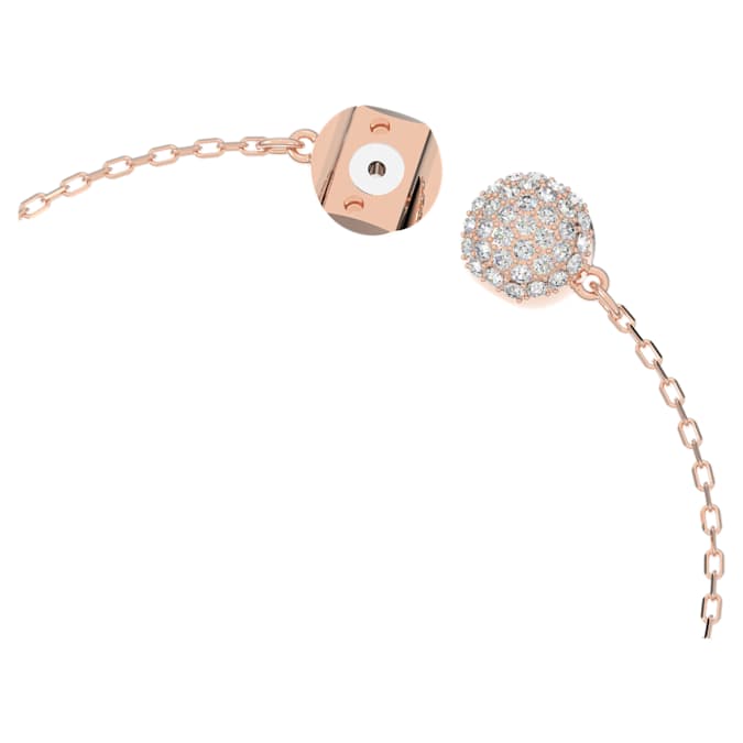 Dazzling Swan bracelet Magnetic closure, Swan, Pink, Rose gold-tone plated