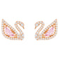 Dazzling Swan drop earrings Swan, Pink, Rose gold-tone plated