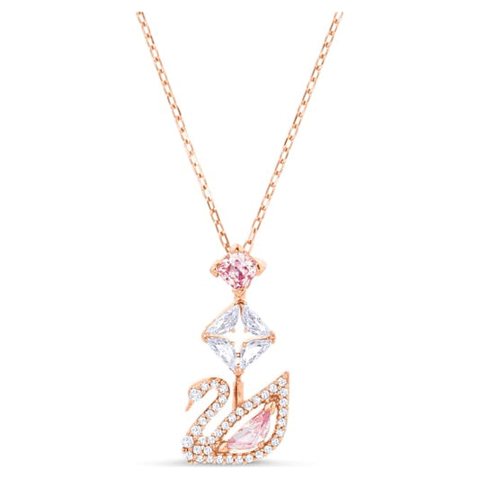 Dazzling Swan pendant Swan, Pink, Rose gold-tone plated