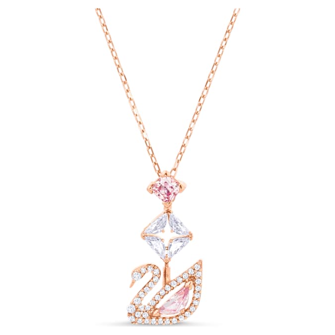 Dazzling Swan pendant Swan, Pink, Rose gold-tone plated