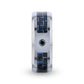 PACIFIC Black And Blue Carbon Fiber Inlaid Titanium Men's Wedding Band With Beveled Polished Edges and Black Sapphire Ce