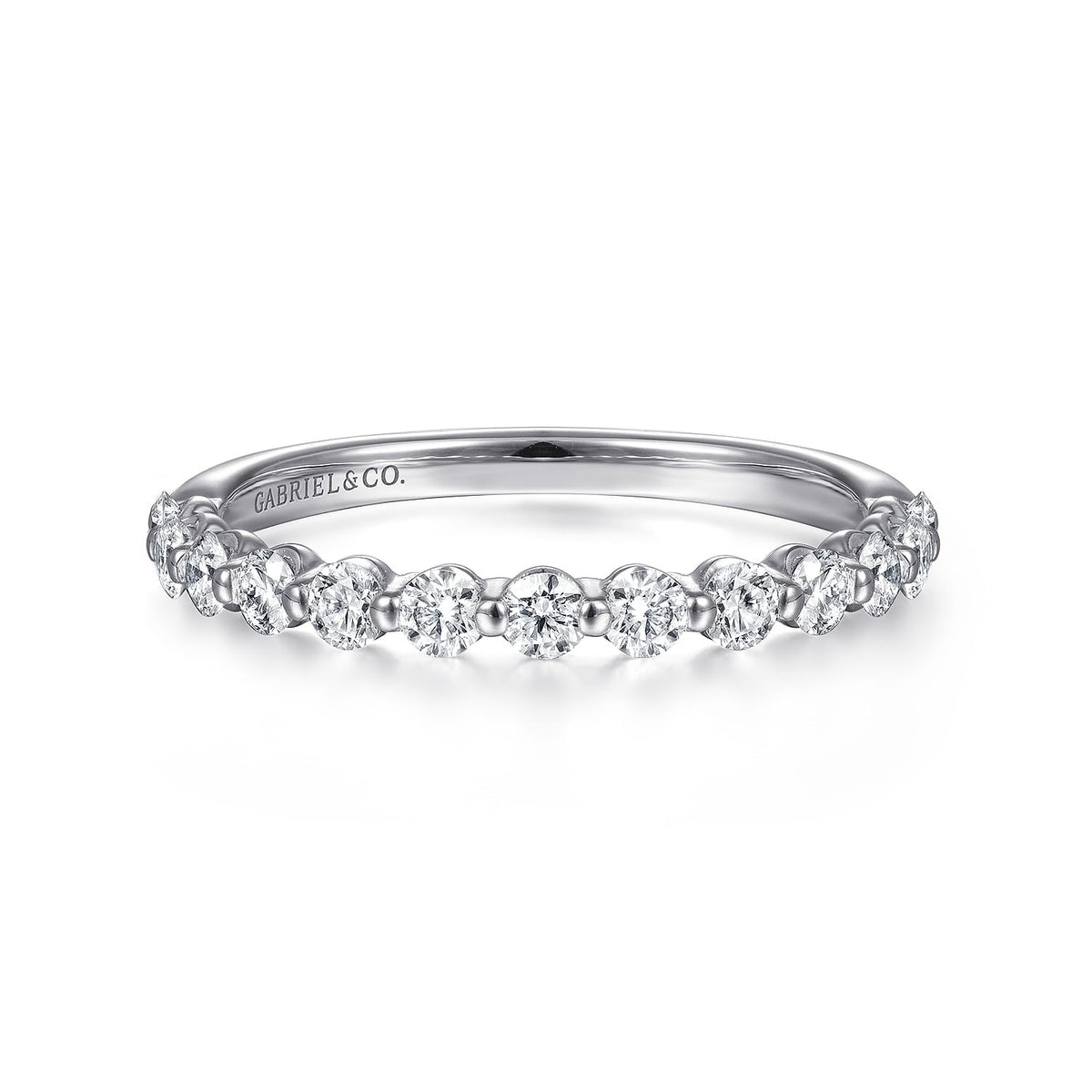 Gabriel & Co. 14K White Gold Single Prong Diamond Band Ring 1/2CTW