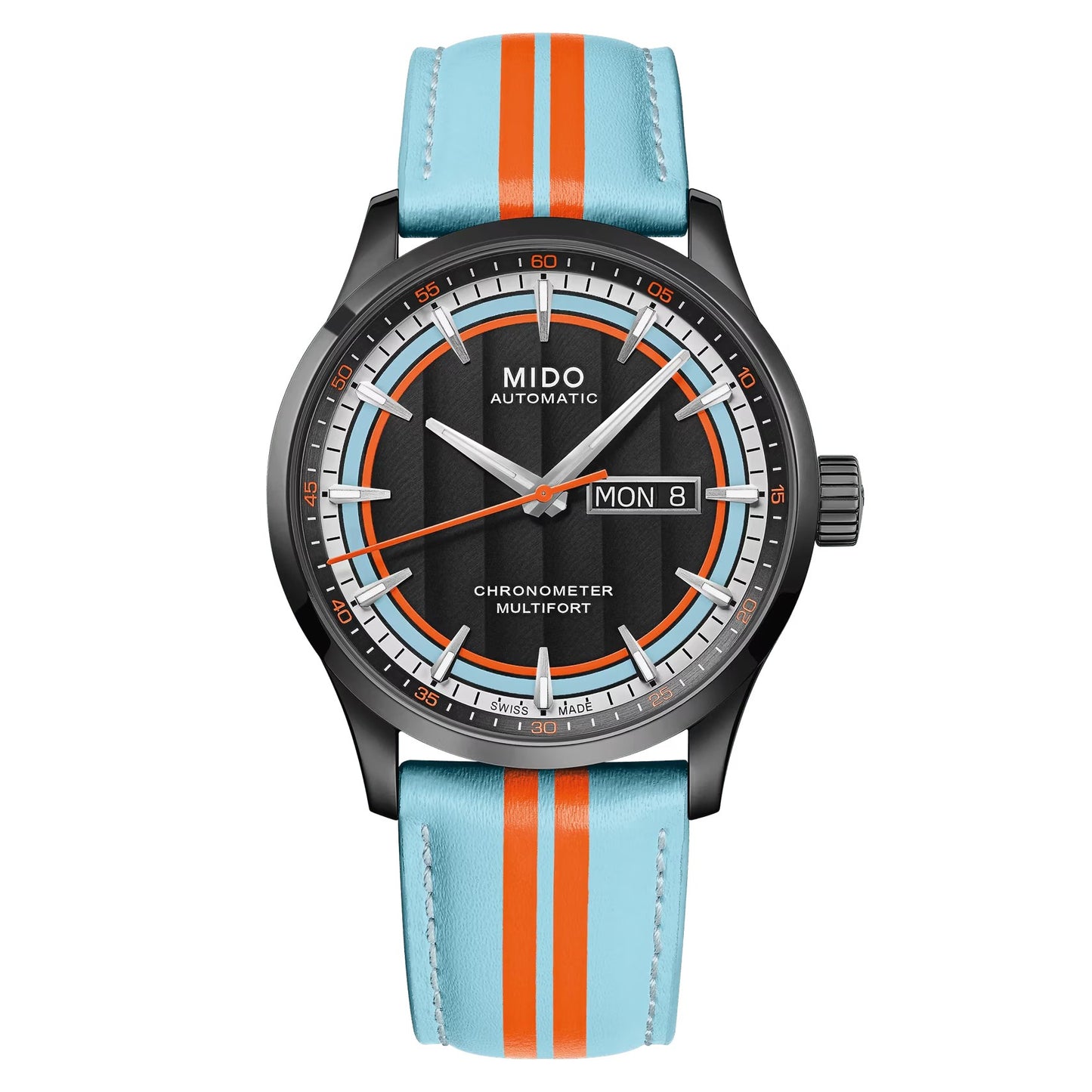 MIDO Multifort Chronometer 1 Racer - Black Dial, Stainless Steel Black PVD Watch, Racing Inspired Leather Strap - 40mm