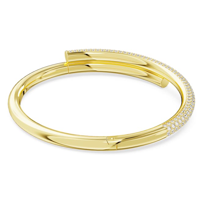 Dextera bangle Magnetic closure, White, Gold-tone plated