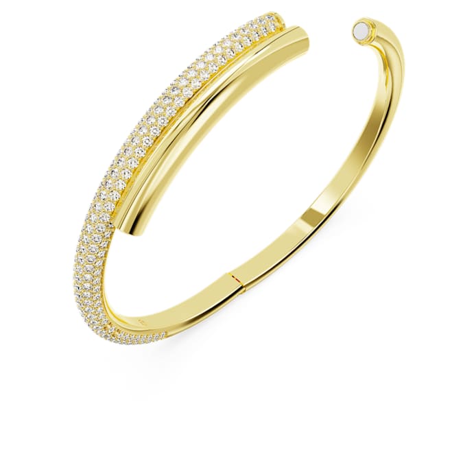 Dextera bangle Magnetic closure, White, Gold-tone plated