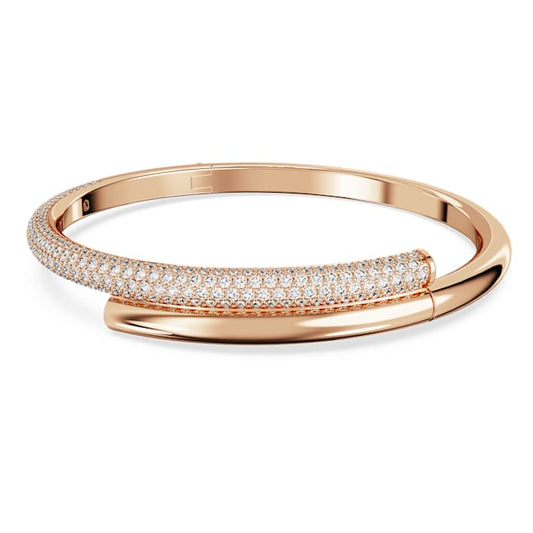 Dextera bangle Magnetic closure, White, Rose gold-tone plated