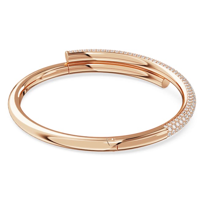Dextera bangle Magnetic closure, White, Rose gold-tone plated