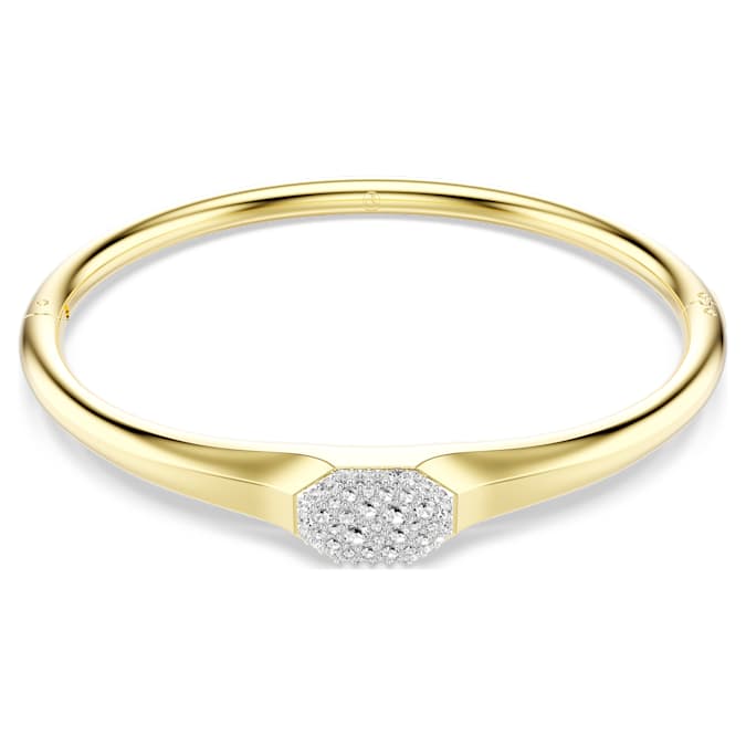 Dextera bangle Round cut, White, Gold-tone plated