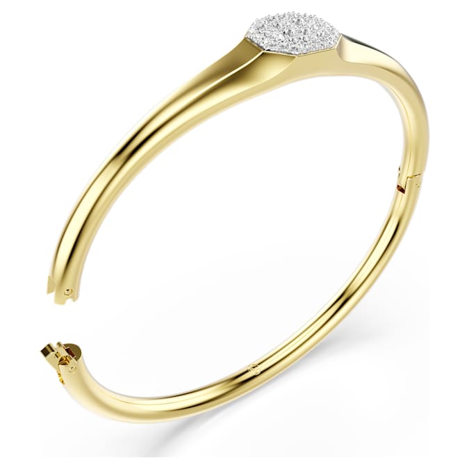 Dextera bangle Round cut, White, Gold-tone plated