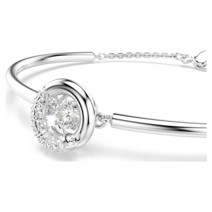 Dextera bangle Round cut, White, Rhodium plated