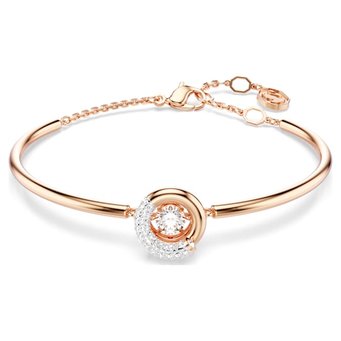 Dextera bangle Round cut, White, Rose gold-tone plated
